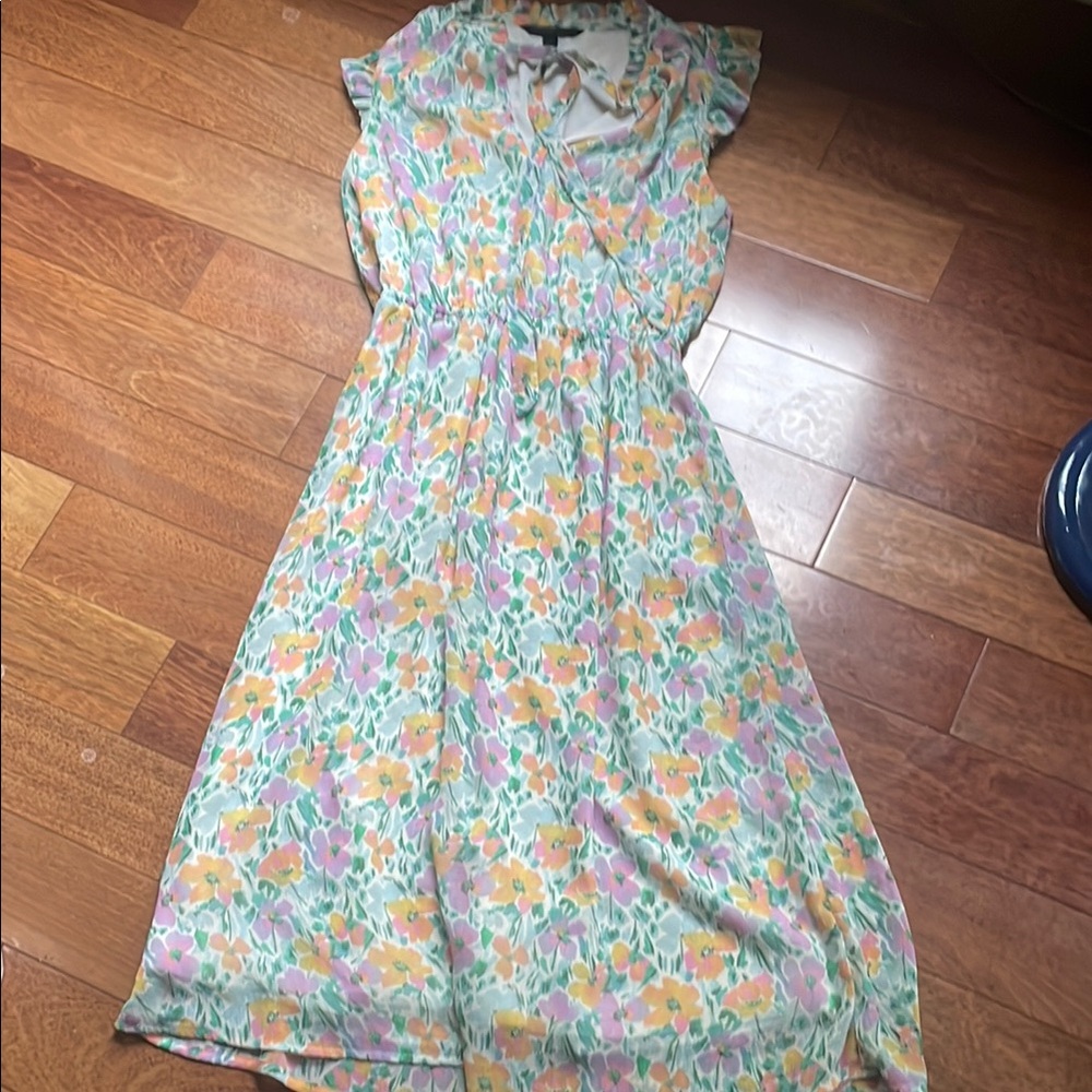 Floral Print Women's Dress-petite midi